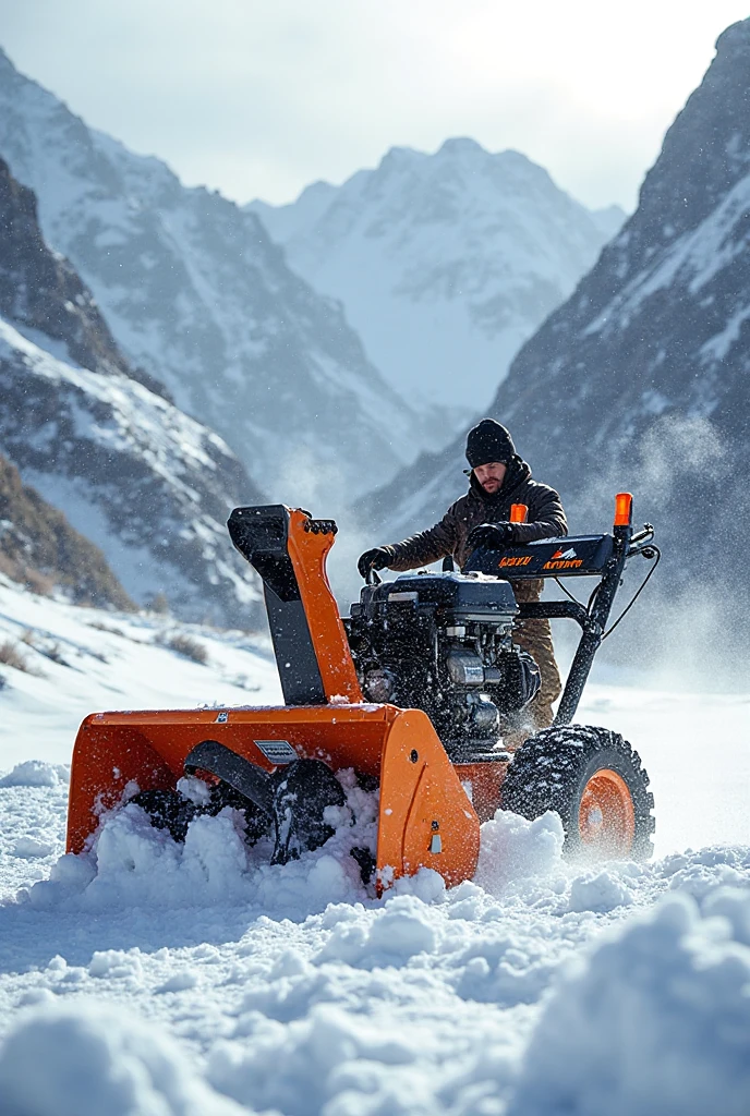 Image of a snow blower clearing snow in the Drakensberg
